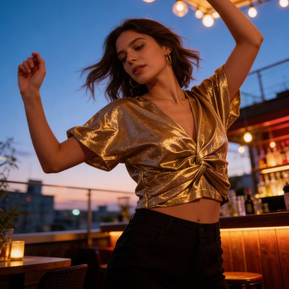 Bishop‎ and Young Gold Crop Top PL NWT